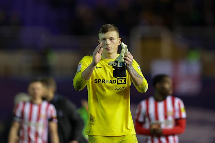 Anthony Patterson applauds Sunderland fans at Birmingham